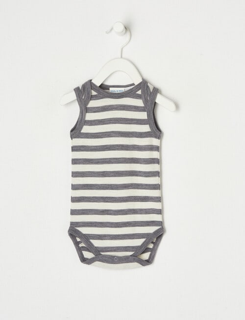 Milly & Milo Essentials Merino Sleeveless Bodysuit, Grey product photo