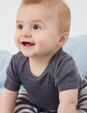 Milly & Milo Essentials Merino Short-Sleeve Rib Bodysuit, Velveteen product photo