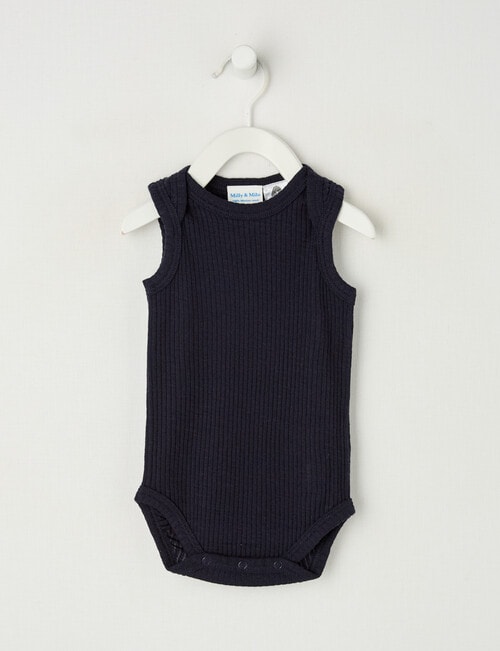 Milly & Milo Essentials Merino Sleeveless Bodysuit, Navy Blue product photo