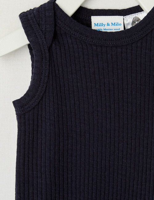 Milly & Milo Essentials Merino Sleeveless Bodysuit, Navy Blue product photo View 02 L