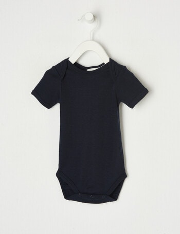 Milly & Milo Essentials Merino Short-Sleeve Bodysuit, Navy Blue product photo