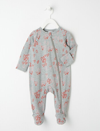 Teeny Weeny Sleep Hearts Sleepsuit, Grey product photo