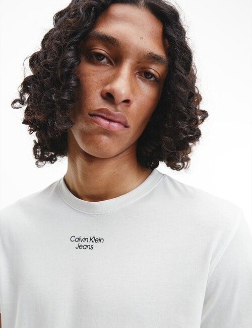 Calvin Klein Stacked Logo Tee, Ivory product photo View 02 L