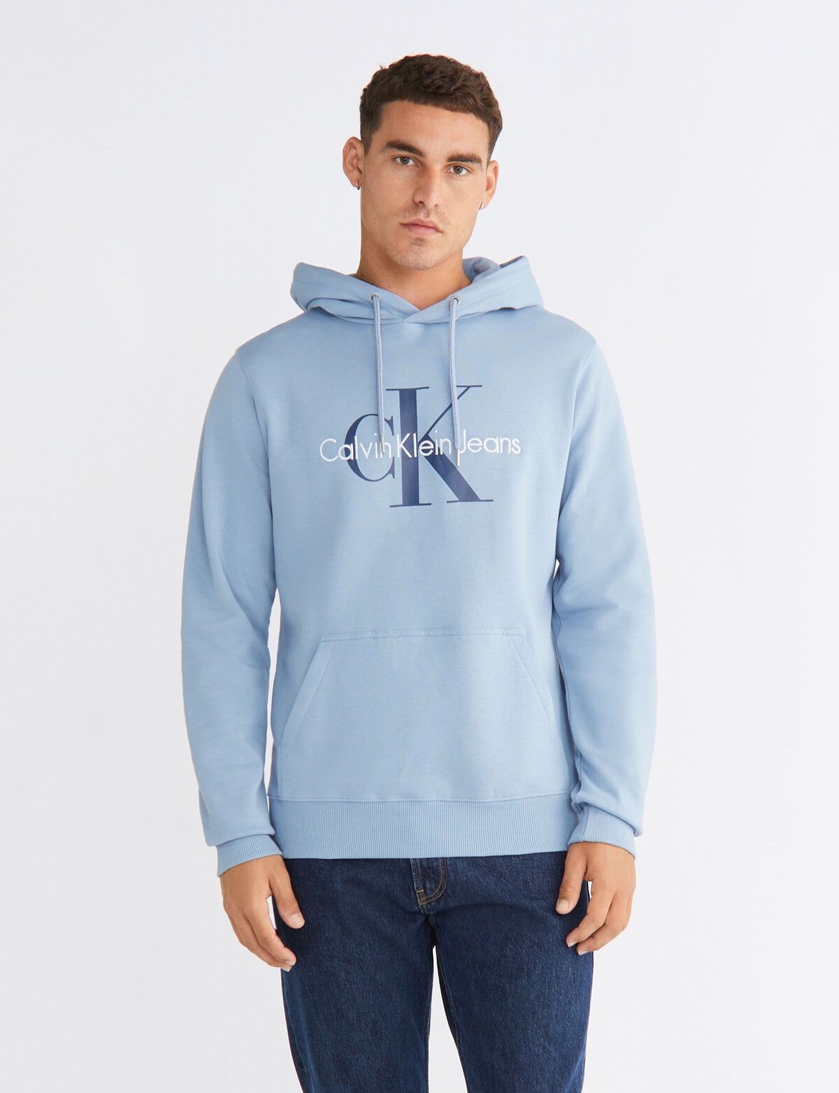 Calvin Klein Seasonal Monologo Regular Hoodie, Blue - Sweatshirts & Hoodies