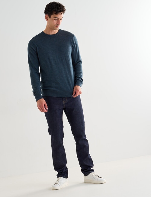 North South Merino Crew Neck Jumper, Petrol product photo View 03 L