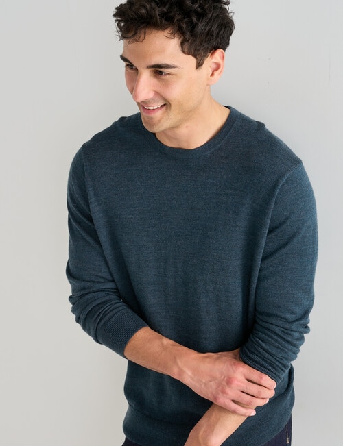 North South Merino Crew Neck Jumper, Petrol product photo View 04 L