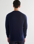 North South Merino Crew Neck Jumper, Navy product photo View 02 S