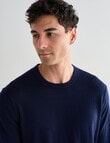 North South Merino Crew Neck Jumper, Navy product photo View 04 S