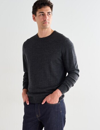 North South Merino Crew Neck Jumper, Charcoal product photo