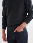 North South Merino Crew Neck Jumper, Charcoal product photo View 04 S