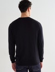 North South Merino Crew Neck Jumper, Black product photo View 02 S