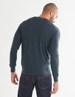 North South Merino Crew Neck Jumper, Petrol product photo View 02 S