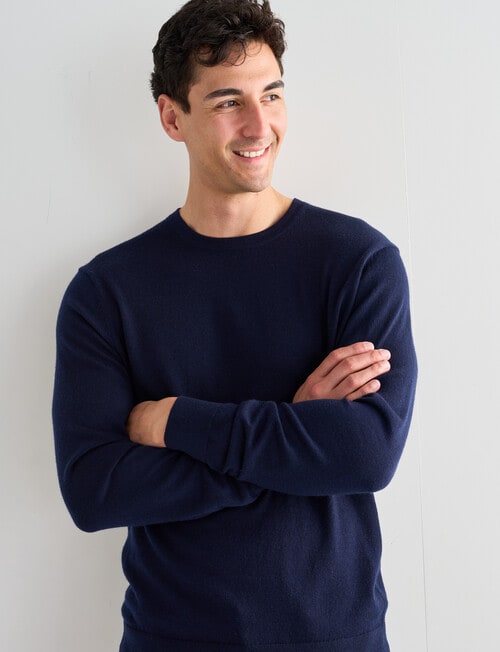 North South Merino Crew Neck Jumper, Navy product photo