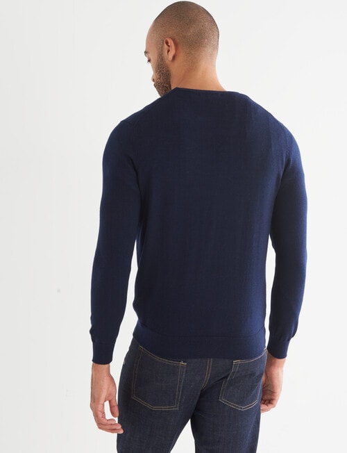 North South Merino Crew Neck Jumper, Navy product photo View 02 L