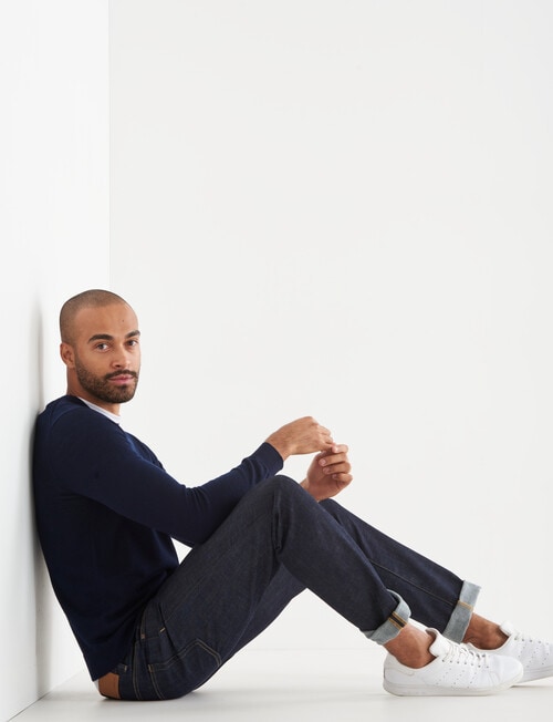 North South Merino Crew Neck Jumper, Navy product photo View 03 L