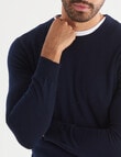 North South Merino Crew Neck Jumper, Navy product photo View 04 S