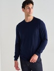 North South Merino Crew Neck Jumper, Navy product photo View 05 S