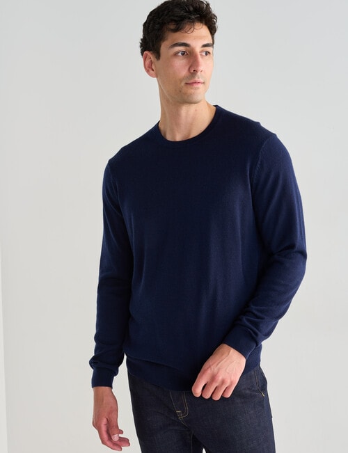 North South Merino Crew Neck Jumper, Navy product photo View 05 L