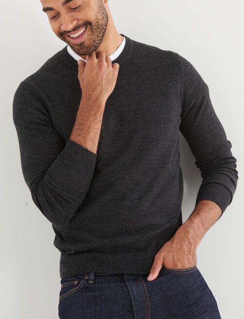 North South Merino Crew Neck Jumper, Charcoal product photo