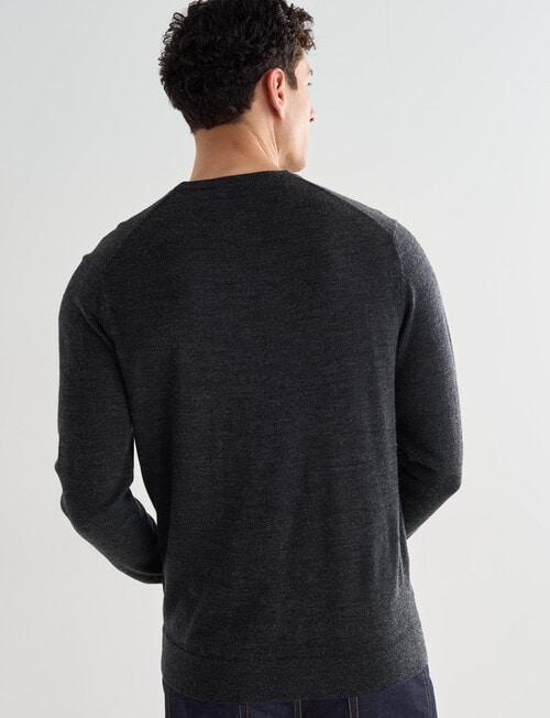 North South Merino Crew Neck Jumper, Charcoal product photo View 02 L