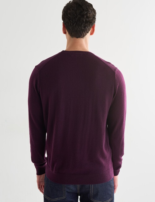 North South Merino Crew Neck Jumper, Plum product photo View 02 L