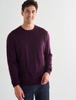 North South Merino Crew Neck Jumper, Plum product photo View 05 S