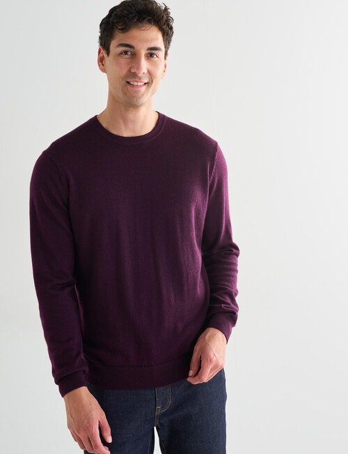 North South Merino Crew Neck Jumper, Plum product photo View 05 L