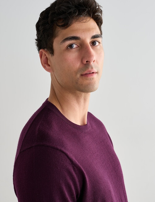 North South Merino Crew Neck Jumper, Plum product photo View 04 L