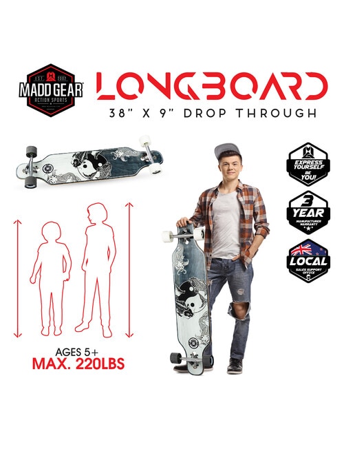 Skateboard 38" x 9" Drop Through Longboard, Balance product photo View 02 L