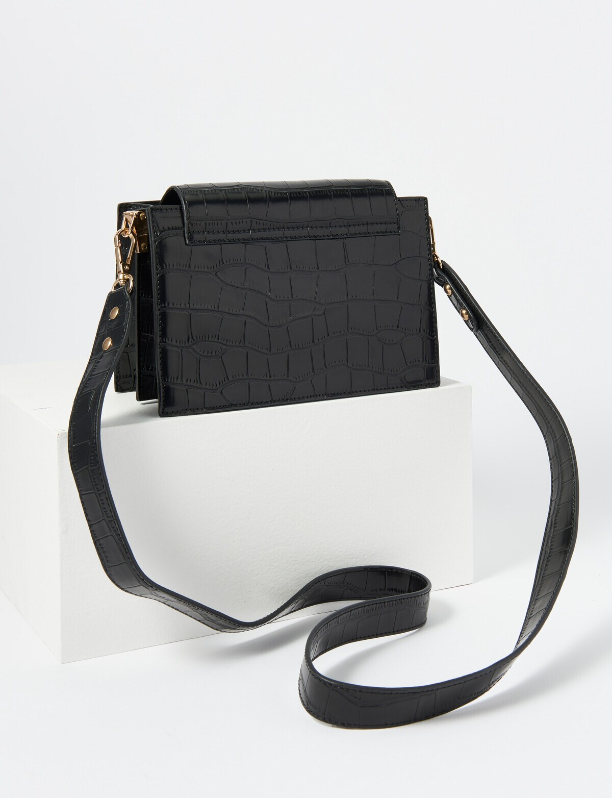 Black Suri Mini Croc Crossbody WHISTLES