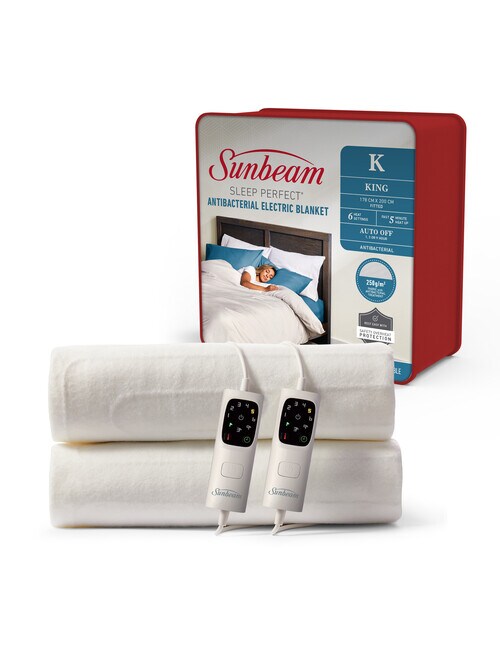 Sunbeam Sleep Perfect Antibacterial King Electric Blanket, BLA6371 Electric Blankets