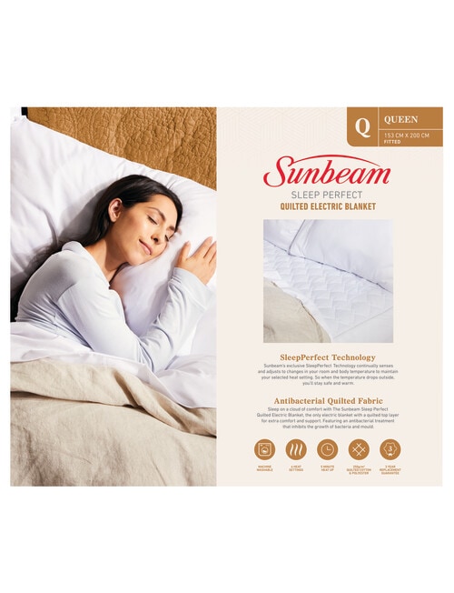 Sunbeam Sleep Perfect Quilted Electric Blanket, Queen product photo View 02 L