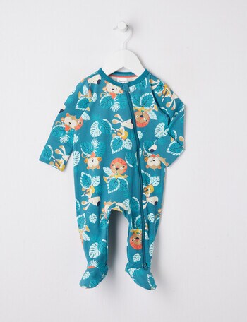 Teeny Weeny Sleep Jungle Animal Sleepsuit, Blue product photo