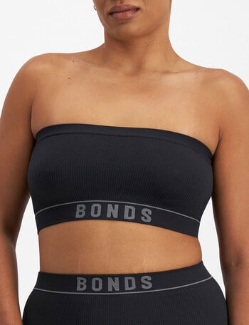Bonds Retro Rib Tube Crop Top, Black product photo