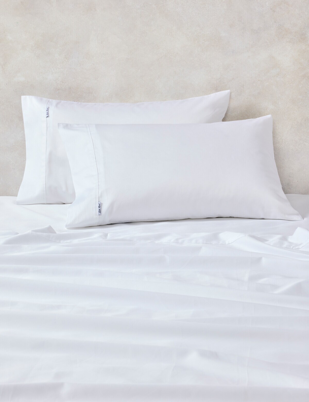 Kate Reed Lowell 500TC Sateen Standard Pillowcase Pair, White Bed