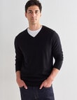 North South Merino V Neck Jumper, Black product photo