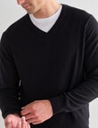North South Merino V Neck Jumper, Black product photo View 04 S