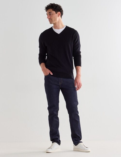 North South Merino V Neck Jumper, Black product photo View 06 L