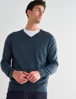 North South Merino V Neck Jumper, Petrol product photo