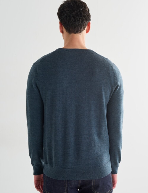 North South Merino V Neck Jumper, Petrol product photo View 02 L