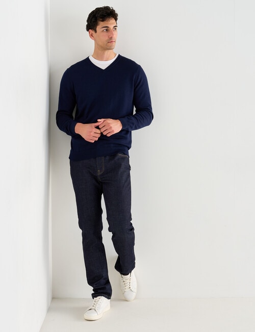 North South Merino V Neck Jumper, Navy product photo View 03 L