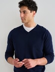 North South Merino V Neck Jumper, Navy product photo