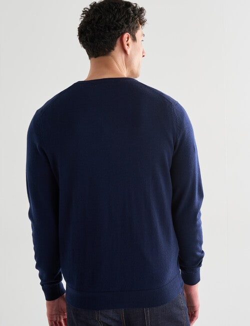 North South Merino V Neck Jumper, Navy product photo View 02 L