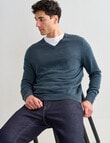 North South Merino V Neck Jumper, Petrol product photo View 05 S