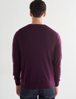 North South Merino V Neck Jumper, Plum product photo View 02 S