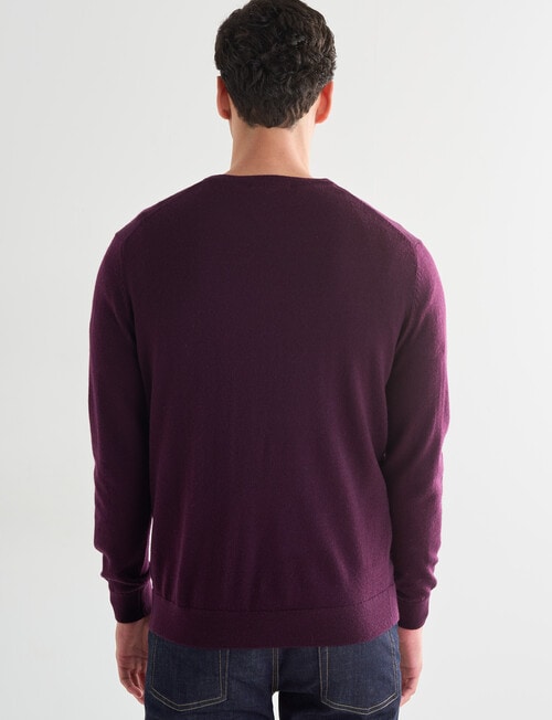 North South Merino V Neck Jumper, Plum product photo View 02 L