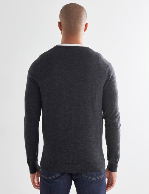 North South Merino V-Neck Jumper, Charcoal product photo View 02 L