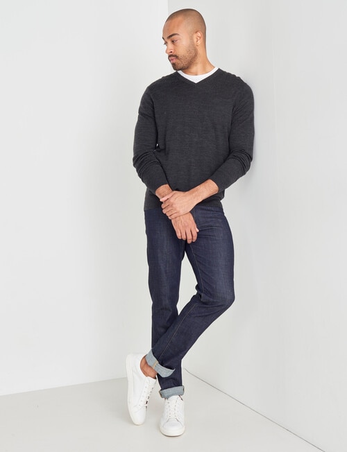 North South Merino V-Neck Jumper, Charcoal product photo View 03 L