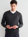 North South Merino V Neck Jumper, Charcoal product photo View 05 S