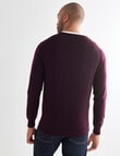 North South Merino V-Neck Jumper, Plum product photo View 02 S